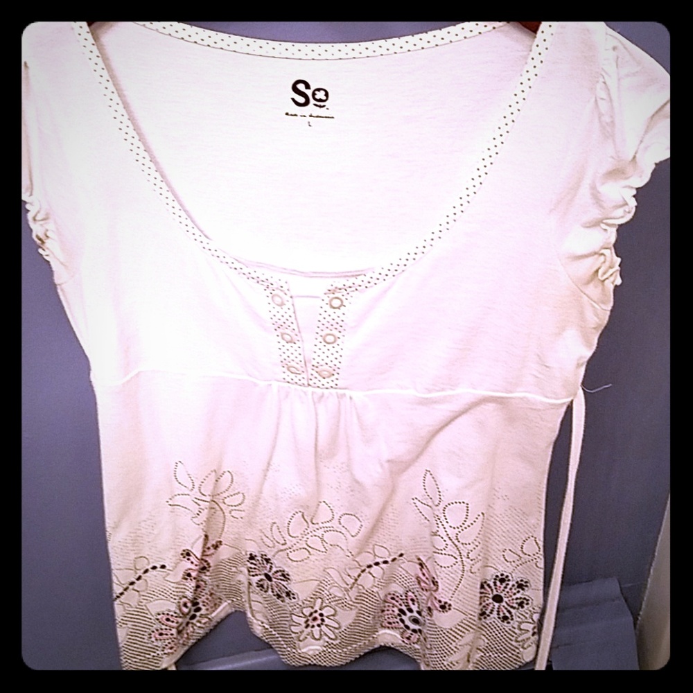 White and black top with ties